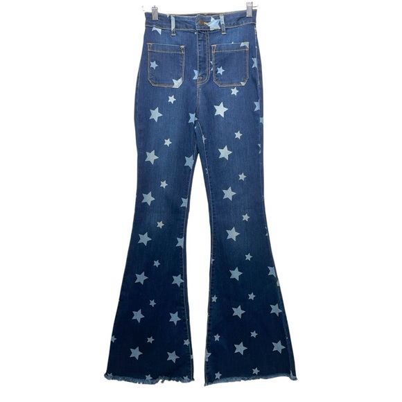 Cello Denim - Cello Star Print Flare Bell Bottom High Rise Long Length Women's Jeans Size 3